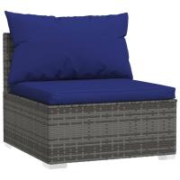 vidaXL Sofá central de jardín con cojines ratán sintético Negro y crema, Marrón y crema, Gris y antracita Conjunto Terraza Muebles Jardín Exterior Juego de Muebles de jardín Mueble Jardín Exterior Muebles de Salon Exterior - details 1