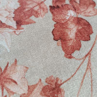 LaFábricadelasTelas - Falda o ropa de Mesa Camilla Redonda flores algodón color rojo-teja, gris-azul-marrón. Primavera Verano Loneta estampada flores algodón. Faldón Faldilla enagüilla - details 3