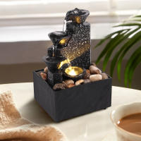 Fuente De Escritorio Con Cascada De Agua Decoración Para Relajación Y Meditación Luz Suave Lámpara De Escritorio Paisaje Reutilizable De Plástico Estilo Moderno - details 0