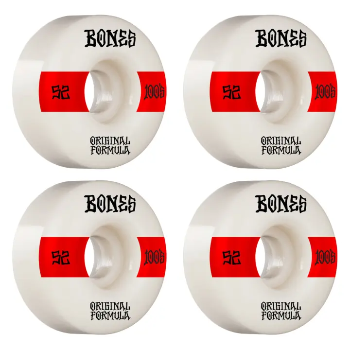 Bones Monopatín Skate Skateboard Wheels Ruedas 100s V4 52mm OGF White (Set 4) - Alta Calidad - 1