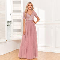 Vestido De Noche Elegante Para Mujer Con Doble V-Neck Y Volante A-Line Con Lentejuelas Vestido De Cocodrilo Para Fiesta Y Eventos Formales - details 10