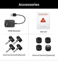 AWESAFE-sistema de alarma de supervisión de presión de neumáticos, dispositivo TPMS con 4 sensores internos para reproductor de DVD de coche, accesorios de navegación para coche - details 9