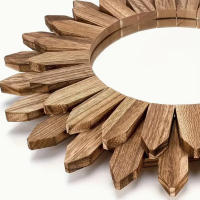 Espejo Decorativo De Estilo Girasol 1pcs Montado En La Pared Madera Para Entrada Dormitorio Y Sala De Estar - details 6