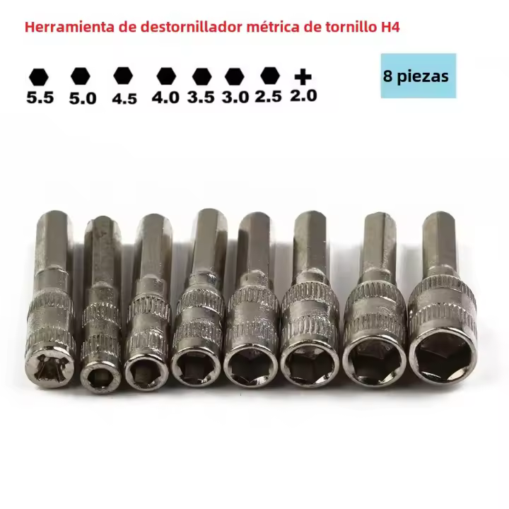 Juego De 8 Piezas De Destornilladores Hexagonales PH2.0 2.5mm 3mm 3.5mm 4mm 4.5mm 5mm 5.5mm Con Rosca H4 Herramientas Manuales - 1