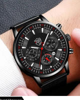 Reloj De Hombre Negro Con Calendario Cuerda De Acero Inoxidable Estilo Casual Moda Reloj De Pulsera Quartzo Con Pulsera De Hombre - details 5