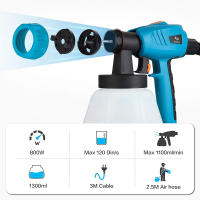 Tilswall Pulverizador de Pintura de 800W, Velocidad de Pulverización Máxima de 1100ml/min, Tanque Desmontable de 1300ml, 3 Tamaños de Boquillas, Azul - details 2