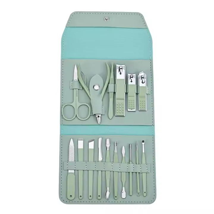 Juego De 16 Piezas De Cortauñas En Acero Inoxidable Con Bolsa Plegable Kit De Manicura Herramienta De Belleza Para Dedos Y Tobillos - 1