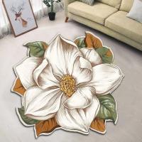 Alfombra De Piso En Forma De Loto Peonía Y Magnolia 60x60cm Antideslizante Floral Para Sala De Estar Mesa De Té Cama - details 5