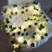 Cadena De Luces LED 2 Metros Hojas Verdes Artificiales Para Decoración De Jardín Boda Fiesta Colgantes En Casa - details 2