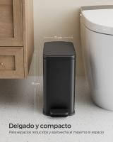 Cubo de Basura de 10 litros para Baño con Pedal - Compacto para Espacios Pequeños, Cierre Suave, Acero Inoxidable, Disponible en Blanco, Negro y Plata - details 8
