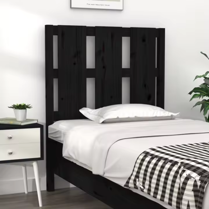 vidaXL Cabecero de cama madera maciza de pino negro 80,5x4x100 cm - 1