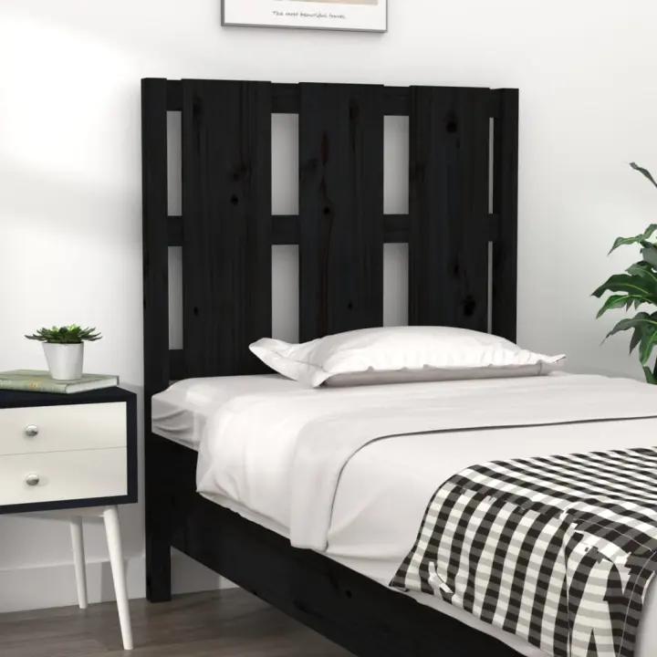 vidaXL Cabecero de cama madera maciza de pino negro 80,5x4x100 cm - 1