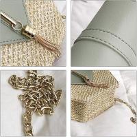 Bolso De Hombre De Paja Hexagonal Yogodlns Para Mujer Estilo Bohemio Hecho en Mano Bolso De Playa Verano With Cadena Cruzada - details 2