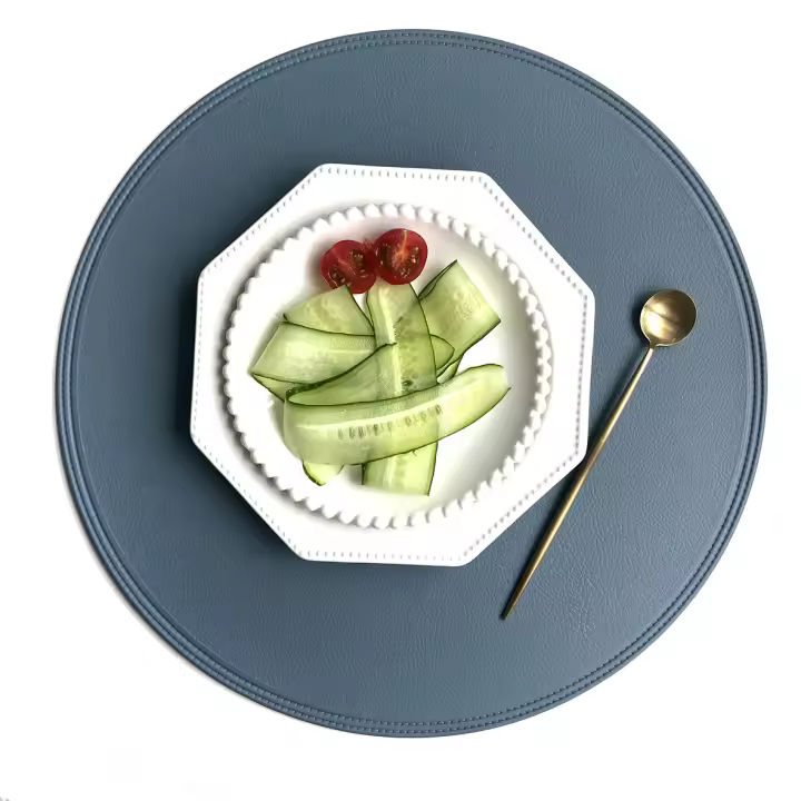 Juego De Tapetes Redondos Para Mesa De Café En Cuero Sintético Negro Lujo Accesorios Para Cocina Decoración Navideña Estilo Americano - 1