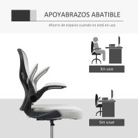 Vinsetto Silla de Dibujo Giratoria Silla de Escritorio Silla Alta con Respaldo Medio Soporte Lumbar Reposabrazos Abatibles Altura Ajustable Carga 120 kg 59x65x102-122 cm - details 3