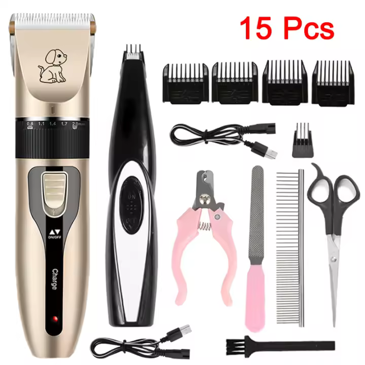 Profesional Cat Dog Hair Clipper Grooming Kit Recargable Pet Hair Trimmer Shaver Set Animales Máquina de Corte de Palo de Bajo Ruido - 1
