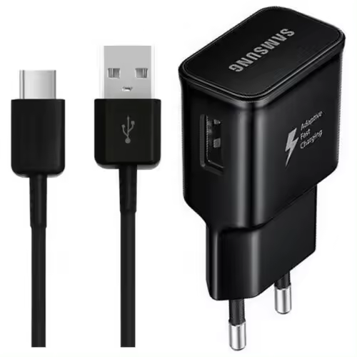 Cargador Samsung Original Carga Rápida 15W más cable USB- Tipo C - Negro - 1