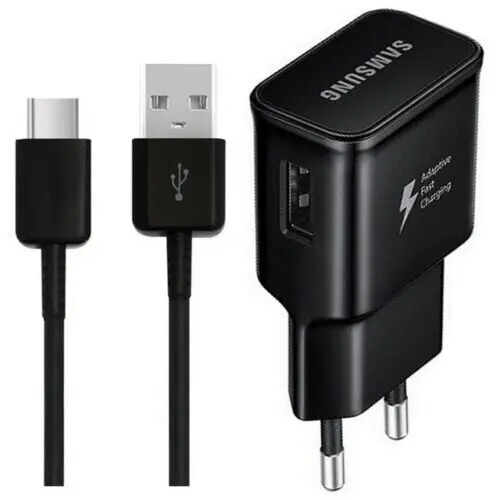 Cargador Samsung Original Carga Rápida 15W más cable USB- Tipo C - Negro - 1