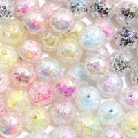 30Pcs/Bag Cuentas Redondas De Resina Plateada En Colores Explosivos 16mm Para Joyería DIY Hecha a Mano Pulseras Y Aretes - details 0