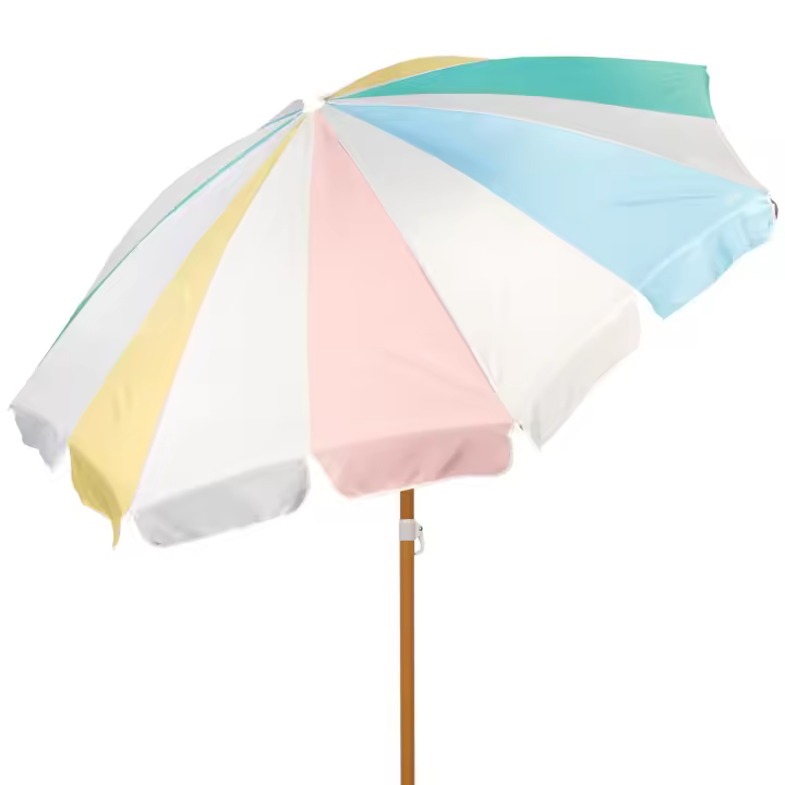 Aktive - Sombrilla playa 8 varillas 200 cm, mástil inclinable, diseño retro, protección UV50, estructura con varillas de fibra de vidrio y mástil de acero resistente, incluye funda de transporte, ideal para la playa, sombrillas - 1