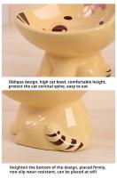 Tazón De Mascotas De Cerámica Con Cuello Alto Diseño Cartoon Protección Contra Manchas En La Barba Multifuncional Para Agua Y Alimentos Para Gatos Y Perros - details 6