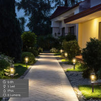 Aktive - Set de 4 balizas solares LED 6 lúmenes, iluminación para jardín, senderos y caminos, luz cálida, carga solar, sensor de luz, IP44, instalación sin cables - details 2