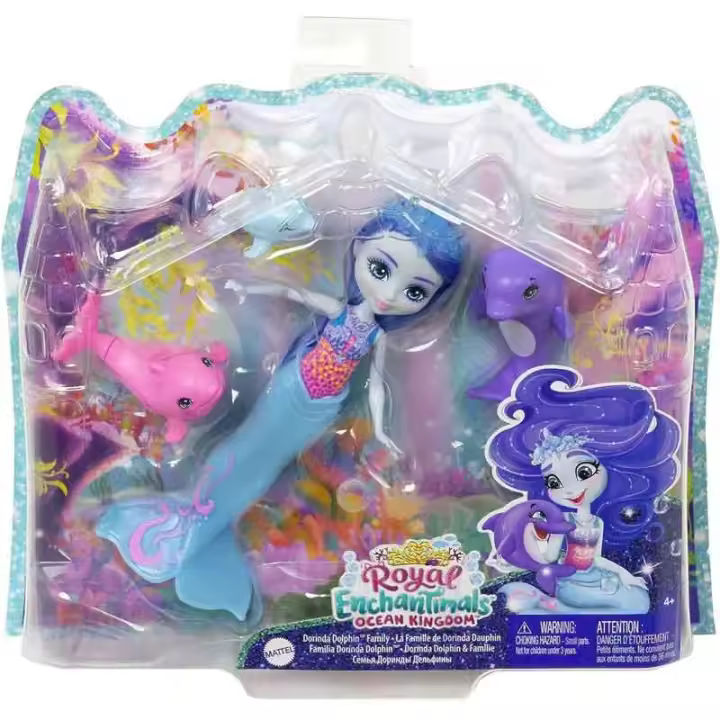Enchantimals Royal Muñeca Dorinda Dolphin con Familia de Mascotas (Mattel HCF72) Mattel - 1