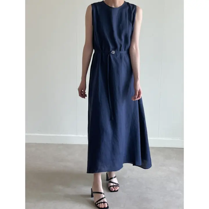 Vestido Largo Vintage De Algodón Y Lino Para Mujer REALEFT Sin Mangas Estilo Casual Suelto Con Cinturones Verano 2025 - 1