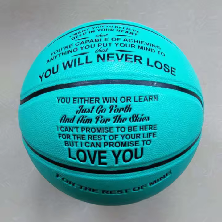 Balón De Baloncesto Estándar Tamaño 7 Para Entrenamiento Con Grabado 'To My Son' Regalo Deportivo Para Cumpleaños Material De Cuero PU Color Azul - 1