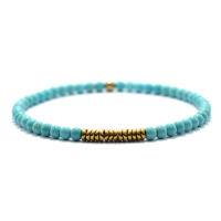 Pulsera De Hombre Nueva 4mm Color Oro Antiguo Con Piedra De Hematita Y Madera Natural Pulsera De Meditación Con Cuentas Geométricas - details 8