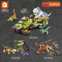 Bloques De Construcción Jurassic Dino World Con Vehículo De Tierra Tyrannosaurus Y Camión De Transporte Triceratops Figuras De Dinosaurio DIY Juguetes Para Niños - details 3