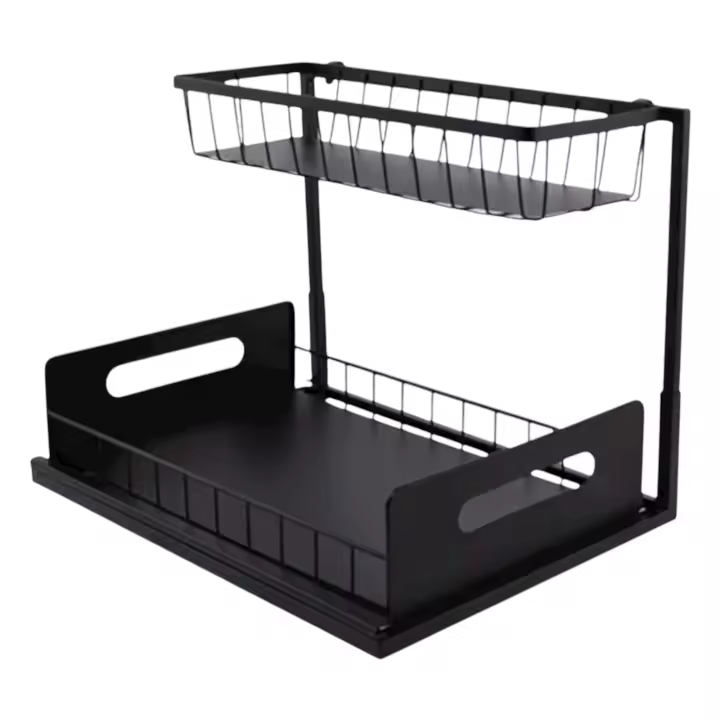 Escurreplatos Grande con Bandeja - Escurridor de Plato de Cocina Doble O simple con cesto para Cubiertos - Cesta para secar Tazas Vasos ollas Copas Plato- Organizador metal de cocina Negro BS037 BS038 E207 - 1