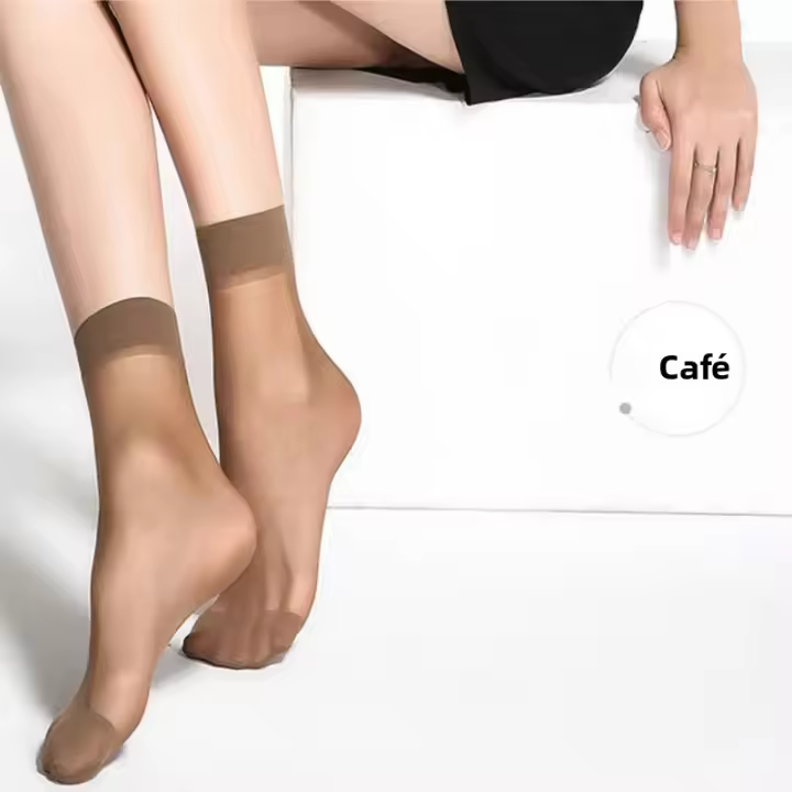 20 Piezas 10 Pares De Calcetines Cortos De Bambú Para Mujer Verano Delgados Y Transparentes De Seda Ideal Para Niñas Calidad Superior - 1