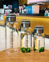 Botella De Agua De Vidrio Grande 1L Portátil Y Antigrado Para Exteriores Con Infusor De Té Translúcida Para Adultos - details 14