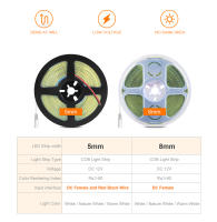 Tira De LED COB Flexible 12V 5mm 8mm Con 320 LEDs Alta Densidad Para Iluminación De Armarios Y Hogar Luz De Lampara FOB - details 1
