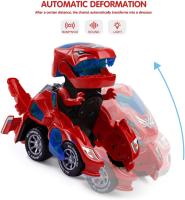 Coche Transformador Dinosaurio Juguetes Niños 3 4 5 6 Años Transformable Automático Eléctrico with Light y Sonido - details 1