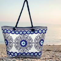 MEJORADA KD-2306 Bolso de Playa-Tote Bag Súper Grande 60x40x20CM con Diseño de Ojo Turco y Motivos Azules, Ideal para Playa y Vacaciones - details 8