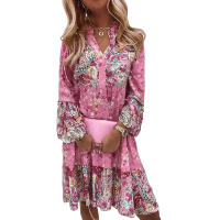Vestido Casual Para Mujer De Verano Con Cuello En V Y Manga Larga Vestido De Traje De Oficina De Cintura Alta Hasta La Rodilla - details 6