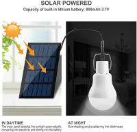 Lámpara Solar De 7W Impermeable Cargada Por USB Luz De Emergencia Con Paneles Solares Para Exteriores E Interiores Bombilla Solar Con Control Dimmer - details 2