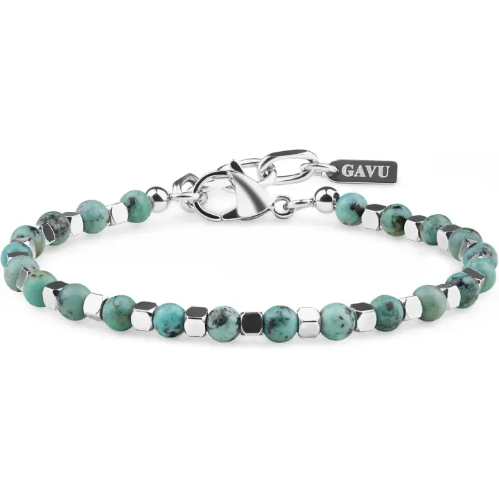 GAVU Pulsera para Hombre con Cuentas de Piedra Natural y Pepitas Cuadradas de Acero InoxidableNecklaces and PendantsAccessories & Gifts - 1
