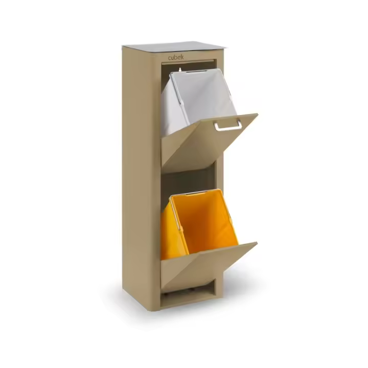 DON HIERRO - Cubo de basura y reciclaje lacado, 2 cubos gran capacidad, CUBEK- - 1
