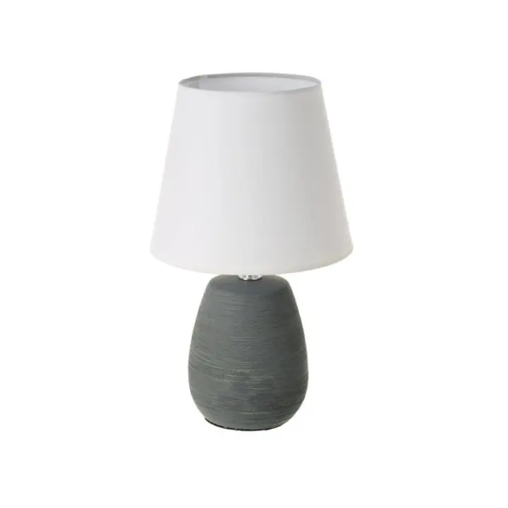 Dcasa Lámpara de mesa con tulipa de cerámica gris de Ø 17x27 cm - 1