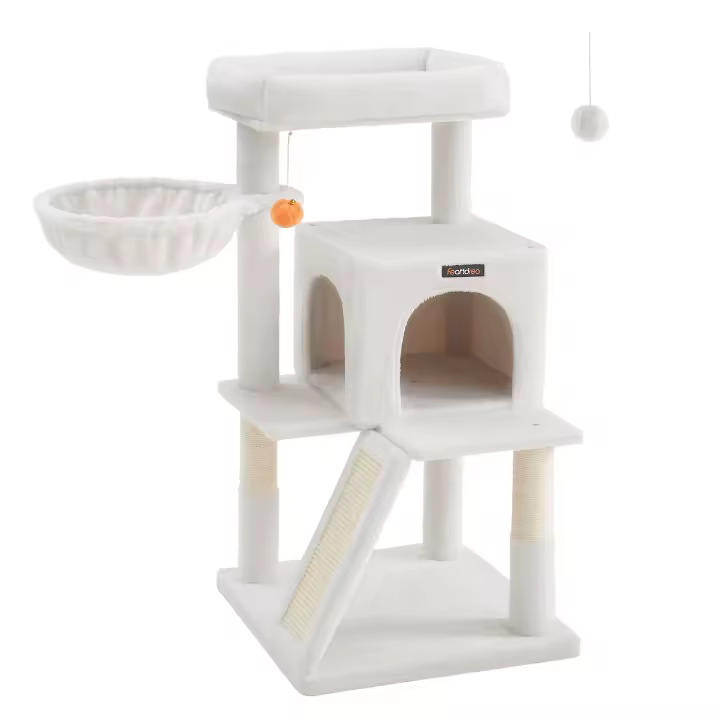 Feandrea Árbol de Gatos, Torre para Gatos, 115 cm, Gris Claro - 1