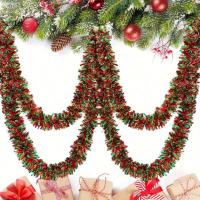 Guirnalda De Tinsel Navideña Metálica Brillante Con Luces LED Para Adornar Árbol De Navidad Decoración Gruesa Para El Hogar - details 9