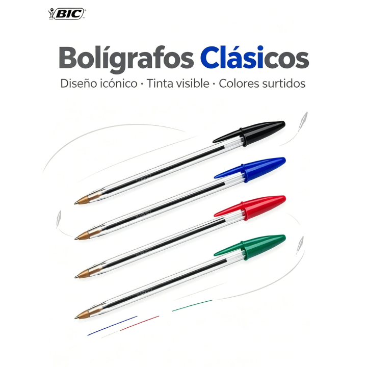 Bic cristal original – pack of 20 pens – 12 blue, 4 black, 2 red and 2 green – normal tip