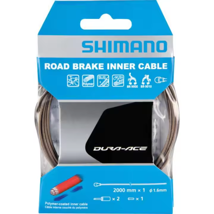 SHIMANO | Cable De Freno Dura Ace Polímero - Cable Freno Shimano Carretera Polímero.
• Cables interiores:
- 1,6 mm x 2000 mm (acero inoxidable).
- Polímero. - 1