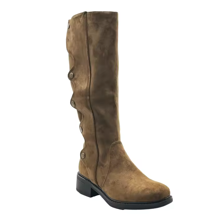 JZ Hermanos Botas altas de gamuza con cremallera y botones para mujer - 1