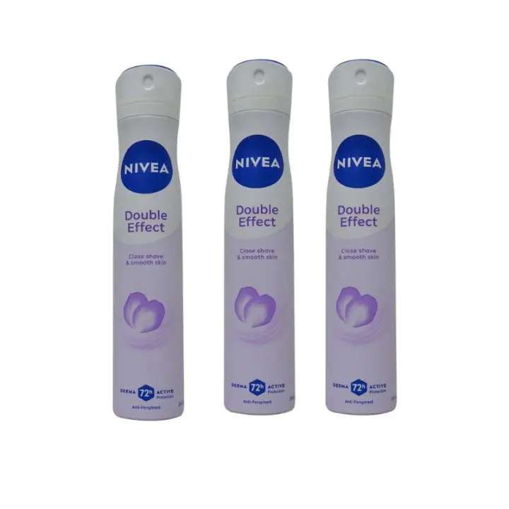Nivea Desodorante en Spray 3 Unidades de 200 ml - Efecto Doble para Mujer, Fórmula sin Alcohol con Extracto de Papaya - 1