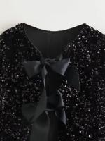 Abrigo De Lante Con Borla Para Mujer Estilo Francesa Con Lentejuelas Cuello Redondo Manga Larga Top Corto De Polyester Y Nylon - details 20