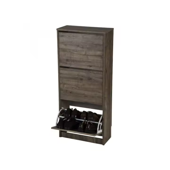 Mueble Zapatero Serie Volga 51AB Topkit Zapatero estrecho alto Armario de 3 puertas abatibles con Medidas 123x54x25 - 1